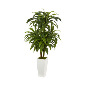 Marginatum Artificial Plant in White Tower Vase