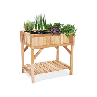 Garden Bed Elevated Wood & Herb Planter for Growing Fresh Flower
