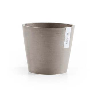 Amsterdam Round Plastic Flower Pot, Taupe, 8 Inches