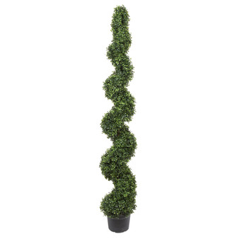 6' Artificial Potted Green Boxwood Spiral Tree