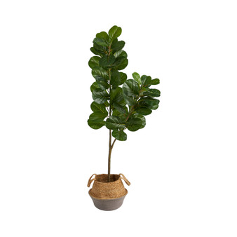 4.5' Fiddle Leaf Fig Artificial Tree in Boho Chic Planter