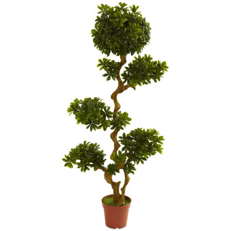5' Artificial Pittosporum UV-Resistant Indoor/Outdoor Tree