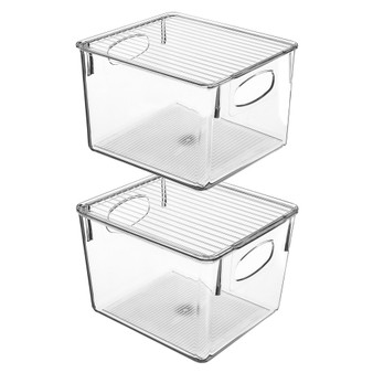 Fridge Bin with Handles and Lid, Set of 2