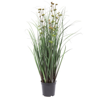24" Artificial Potted Green Grass and Eucalyptus