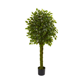 5' Ficus UV-Resistant Indoor/Outdoor Artificial Tree with Woven Trunk