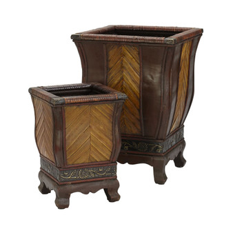 Decorative Wood Planters - Set of 2