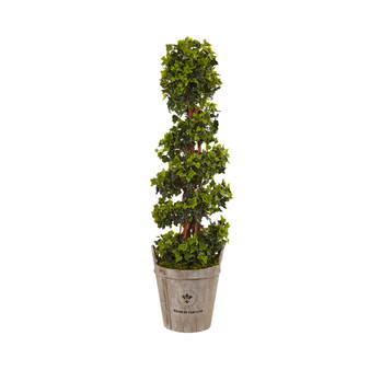 4' English Ivy UV-Resistant Indoor/Outdoor Artificial Tree in Farmhouse Planter