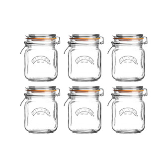 Square Clip Top Jar 34 oz, Set of 6