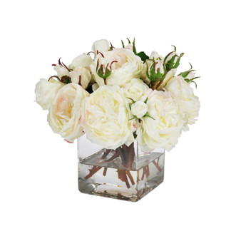 Permanent Botanicals Rose in Square Vase
