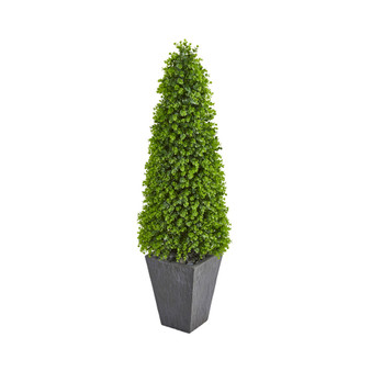 57” Eucalyptus Topiary Artificial Tree in Slate Planter (Indoor/Outdoor)