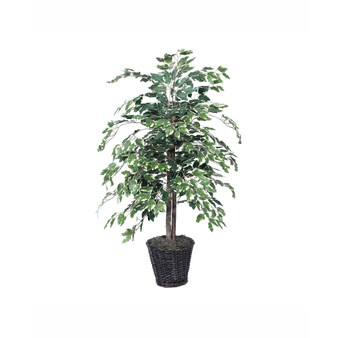 4' Artificial Variegated Ficus Bush, Made With Real Tag Alder Trunks