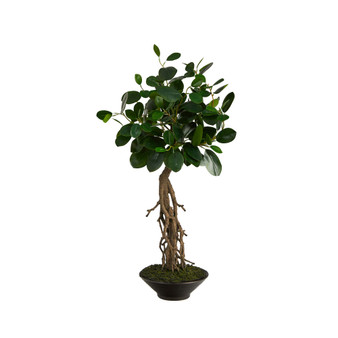 2' Ficus Bonsai Artificial Tree in Decorative Planter