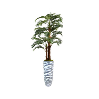 88" Palm Tree Faux decor With Burlap Kit in Resin Planter