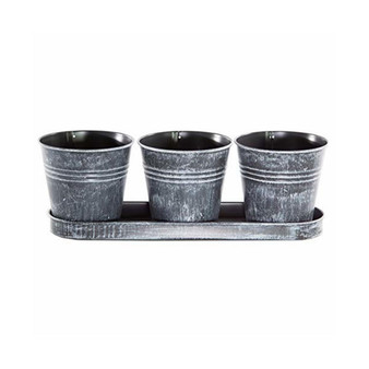 Gardener Select Round Planter w/ Tray Set Black 12.5" x 4" x 4.5"