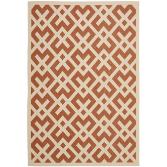 Courtyard Terracotta and Bone 6'7" x 9'6" Outdoor Area Rug