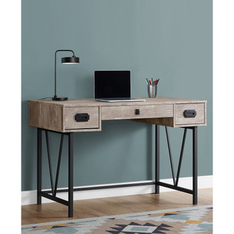 Wood Grain 48"L Computer Desk in Taupe