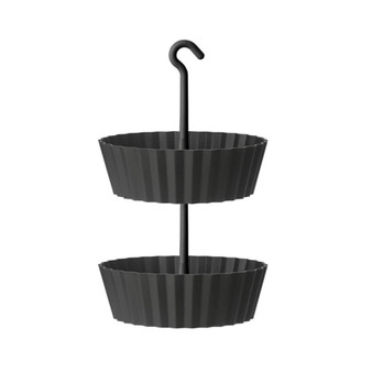 Sunny Hanging 2-Tiered Lace Planter Round Anthracite 10in