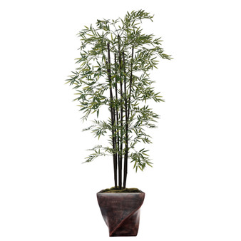 81.5" Tall Bamboo Tree With Decorative Black Poles and Fiberstone Planter