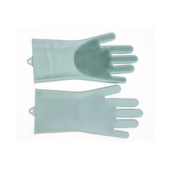 2 Piece Scrubbing Gloves with Silicone Bristles Set