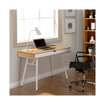 Modern Multi Storage Computer Desk with Storage, Pine