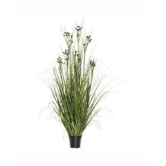 36" Pvc Artificial Potted Green Grass X 155 With Pomp Balls