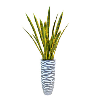 Artificial Faux Real Touch 57" Tall Snake Plant (Sansevieria) And Resin Planter