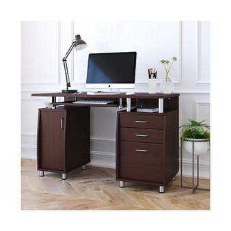Complete Workstation Computer Desk with Storage, Chocolate