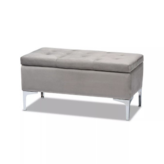 Mabel Modern and Contemporary Transitional Velvet Fabric Upholstered Storage Ottoman
