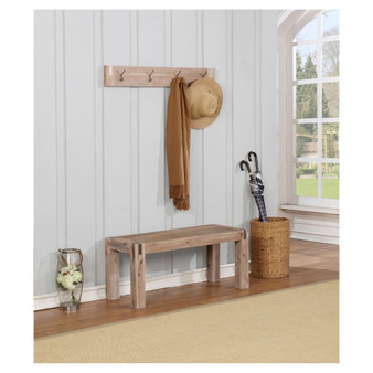 Woodstock Acacia Wood With Metal Coat Hook And Bench Set