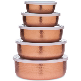 5-Pc. Hammered Copper Storage Bowl Set