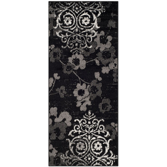 Adirondack Black and Silver 2'6" x 6' Runner Area Rug