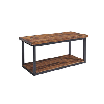 Claremont Rustic Wood Bench with Low Shelf