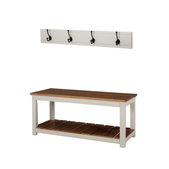 Savannah Coat Hook with Bench Set, Ivory