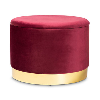 Furniture Marisa Glam and Luxe Upholstered Storage Ottoman