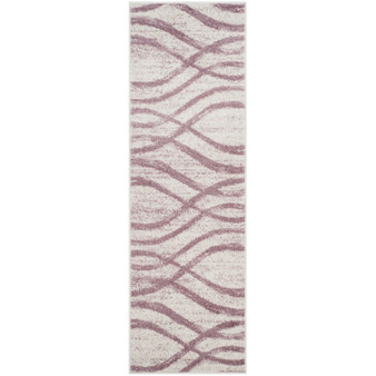 Adirondack Cream and Purple 2'6" x 6' Runner Area Rug