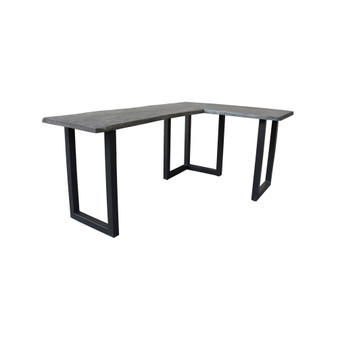 Longfellow Rustic Industrial Style Solid Wood and Iron L Shaped Writing Desk