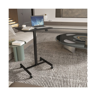 Mobile Laptop Computer Desk, Height-Adjustable from 28.5" to 42.9", Pneumatic Adjustment Height, Rolling Desk, Mobile Table for Home and Office, Black