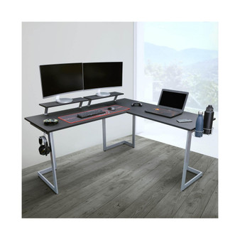 Warrior L-Shaped Gaming Desk, Black