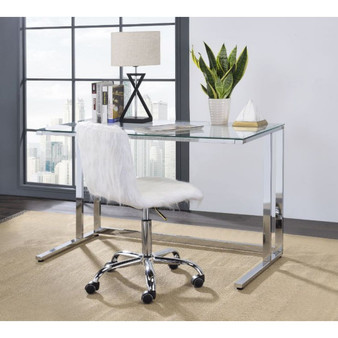 Tyrese Writing Desk, Clear Glass & Chrome Finish 93100