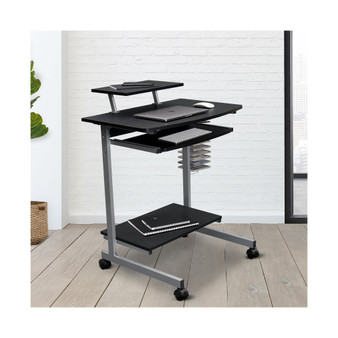 Compact Computer Cart With Storage, Graphite