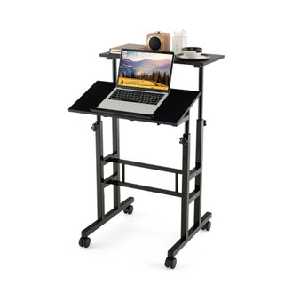 Mobile Standing Desk Rolling Adjustable Laptop Cart Home Office