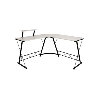L-Shaped Desk 71.5" Computer Corner Desk, Home Office Corner Desk, Gaming Desk, Space Saving, Easy to Assemble, White/Black