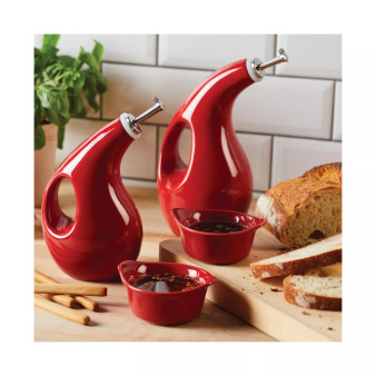 Ceramics EVOO 4-Pc. Dispensing Bottle & Ramekin Dipper Set