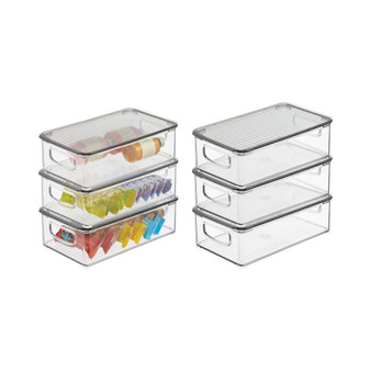 Plastic Kitchen Food Storage Bin with Handles, Lid, 6 Pack