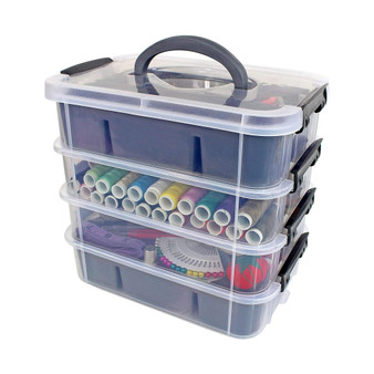 Bins & Things Stackable Storage Container with 2 Trays - Craft Storage/Craft Organizers and Storage - Bead Organizer Box/Art Supply Organizer