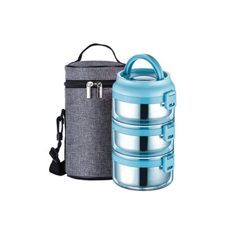 75OZ Stainless Steel Stackable Compartment Lunch Box With Lunch Bag