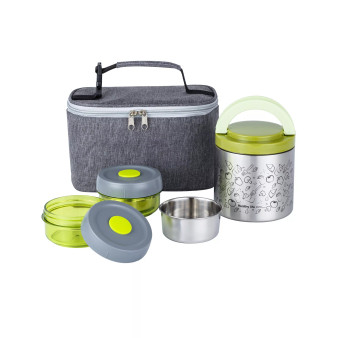 Lunch Box Set, An Vacuum Insulated Lunch Box, 2 Food Containers, A Lunch Bag, A Portable Cutlery Set