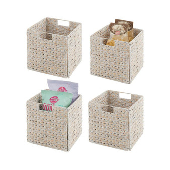 Hyacinth Kitchen Storage Basket with Handles - 4 Pack