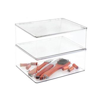 Plastic Stackable Kitchen Pantry Food Storage Bin and Lid - 2 Pack