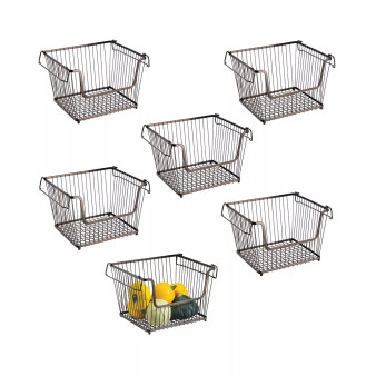 Stackable Storage Basket with Handles, 6 Pack